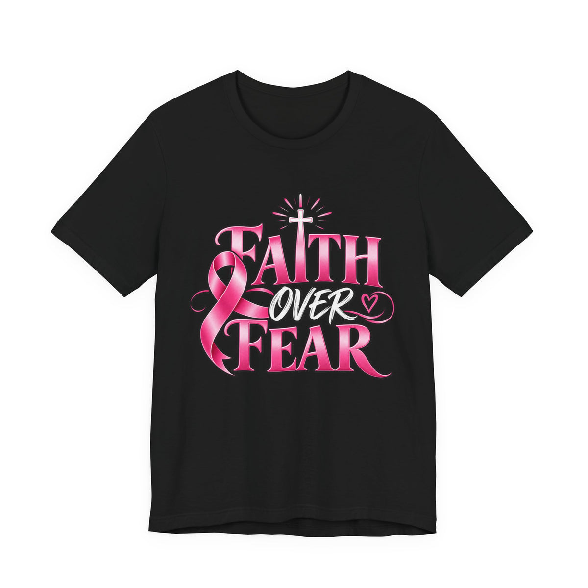 Faith Over Fear Breast Cancer Awareness Shirt – Pink Ribbon Graphic Tee