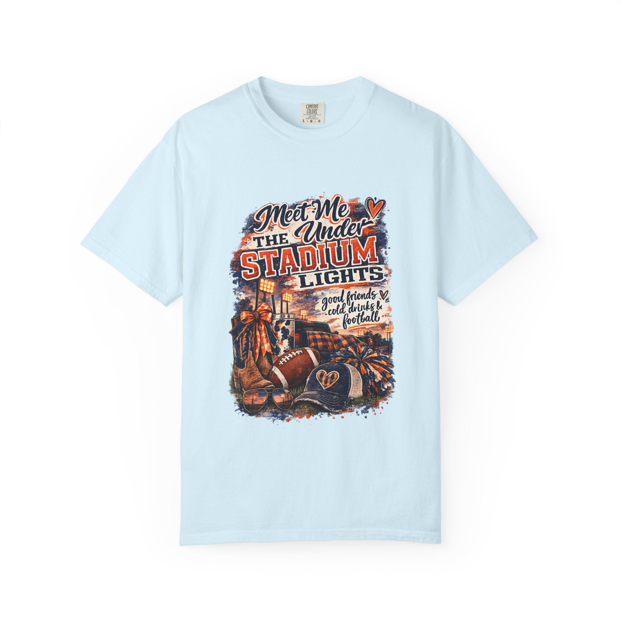 Stadium Lights Football Graphic T-Shirt — "Meet Me Under the Stadium Lights"