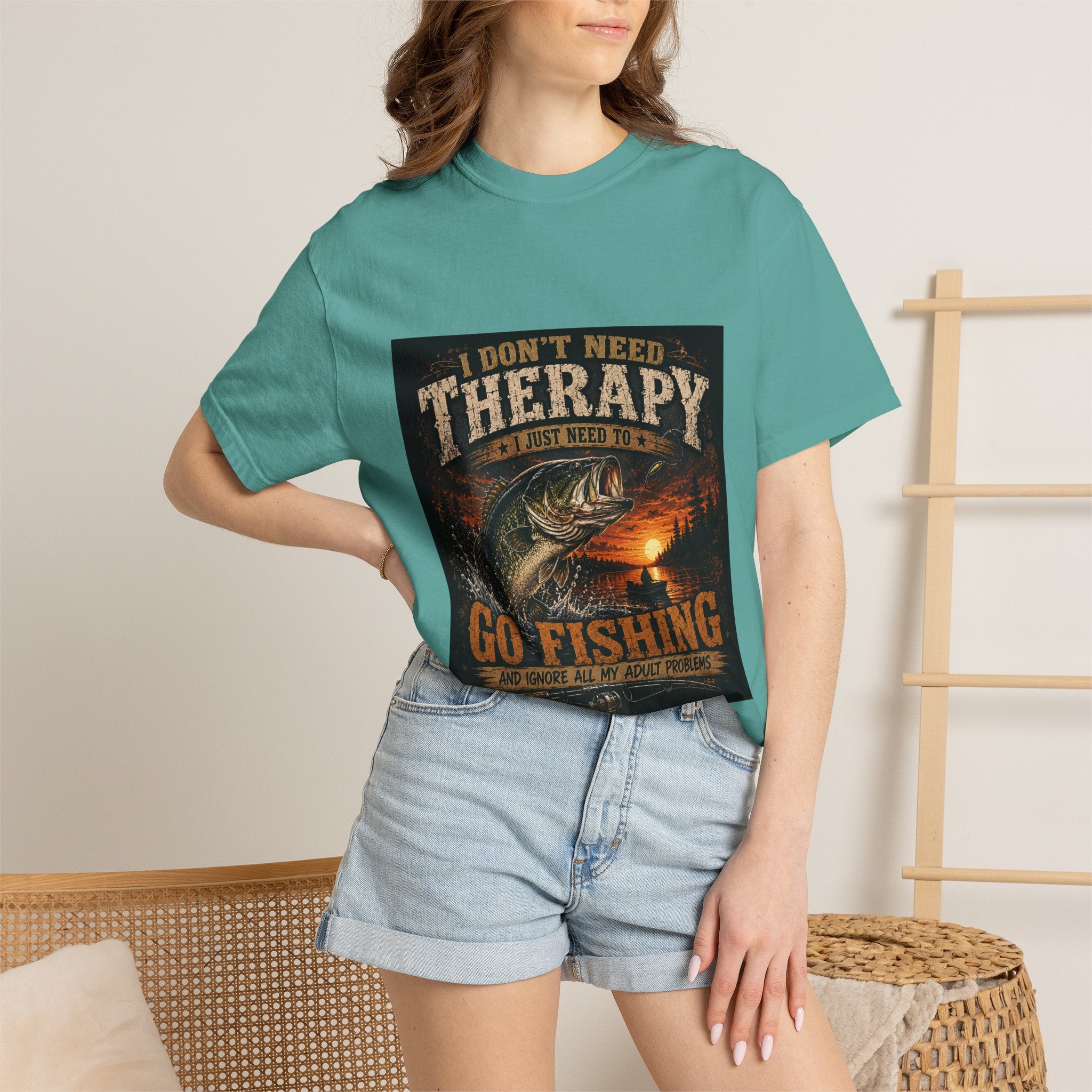 Fishing Therapy T-Shirt — “I Don’t Need Therapy, I Just Need To Go Fishing” Fishing Graphic Tee