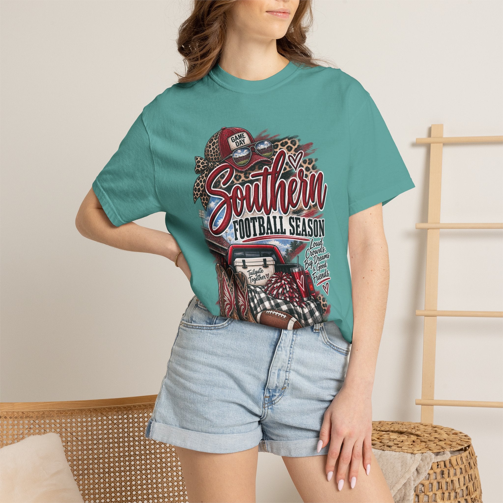 Southern Football Season T-Shirt — Vintage Truck, Cowboy Boots & Helmet Tailgate Tee