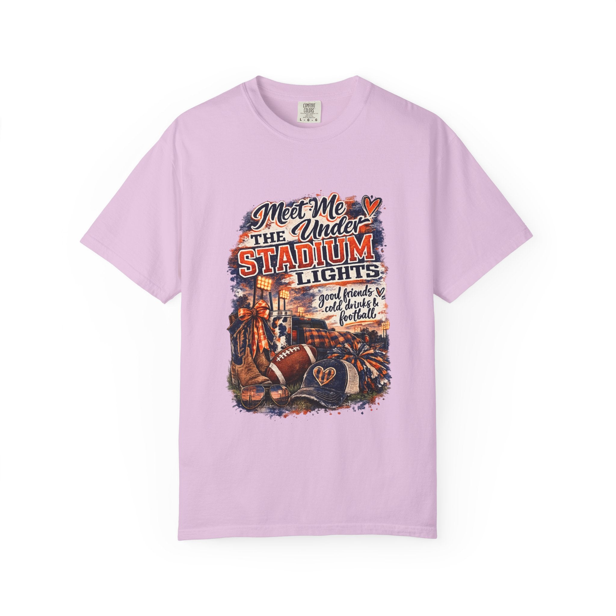 Stadium Lights Football Graphic T-Shirt — "Meet Me Under the Stadium Lights"