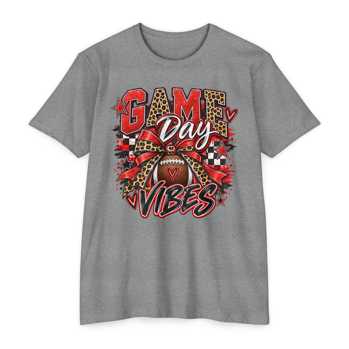 Game Day Vibes – Red & Black Football Graphic Tee