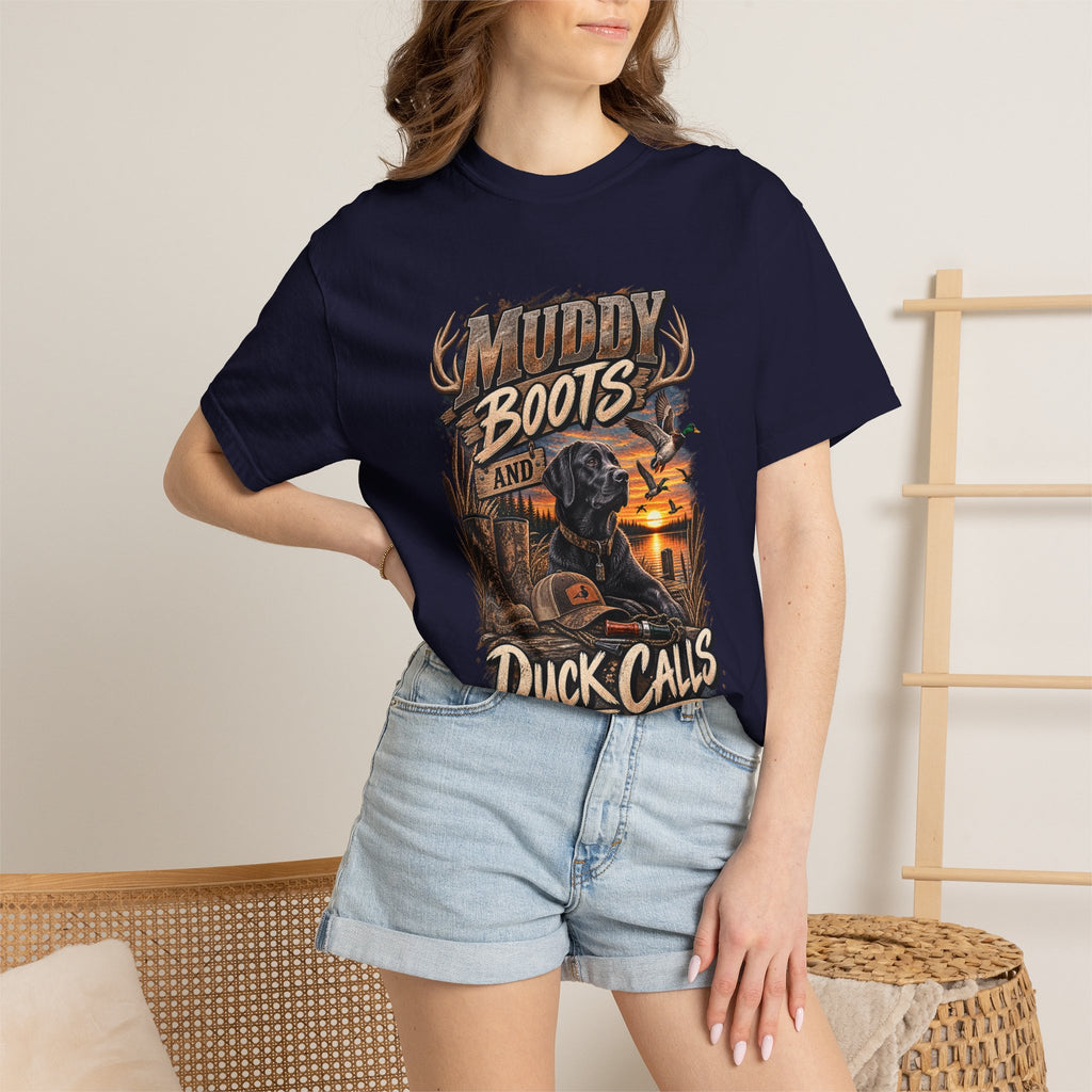 Duck Hunting T-Shirt — "Muddy Boots and Duck Calls" Graphic Tee for Hunters