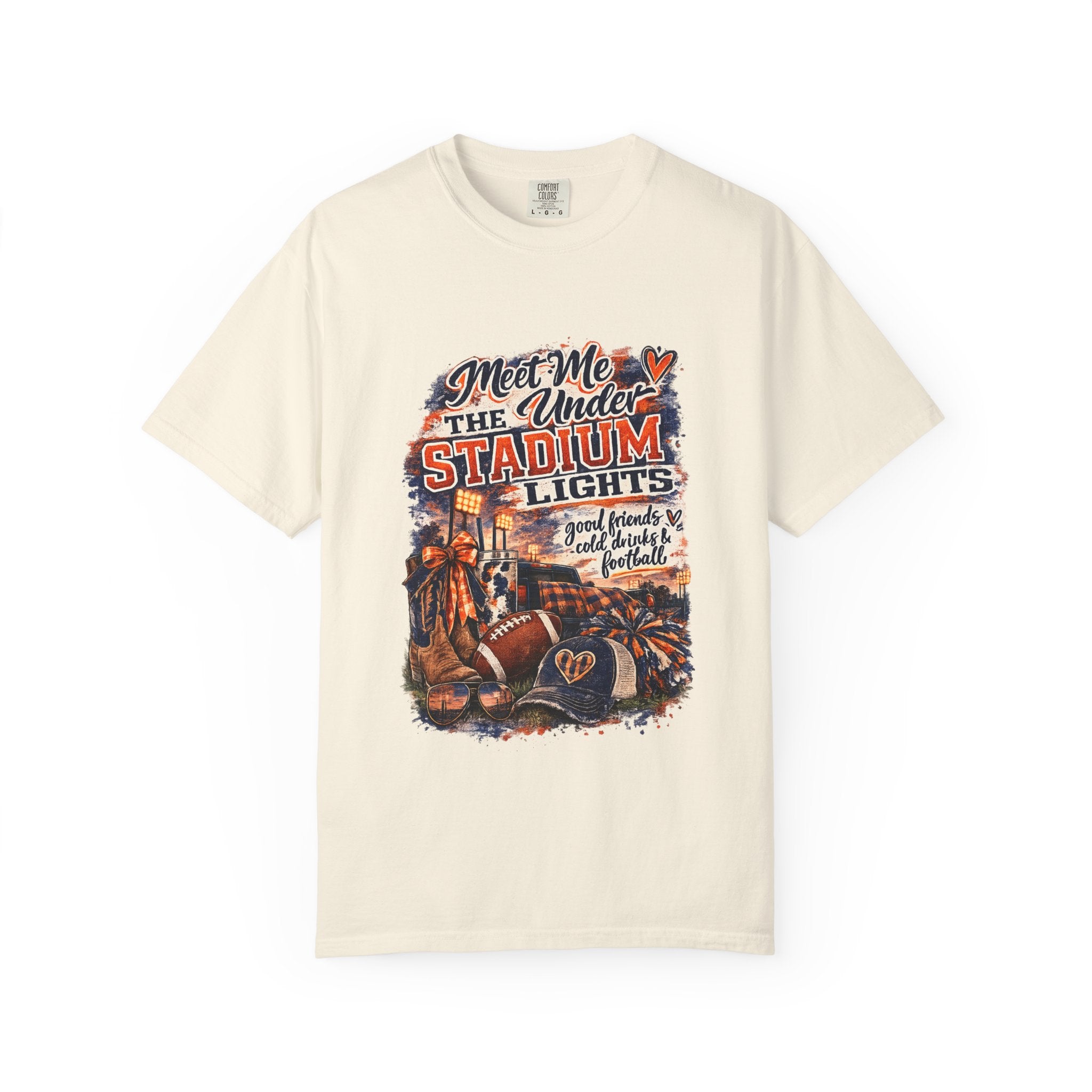 Stadium Lights Football Graphic T-Shirt — "Meet Me Under the Stadium Lights"