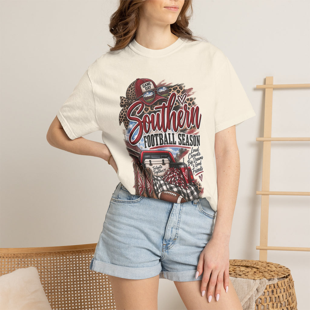 Southern Football Season T-Shirt — Vintage Truck, Cowboy Boots & Helmet Tailgate Tee