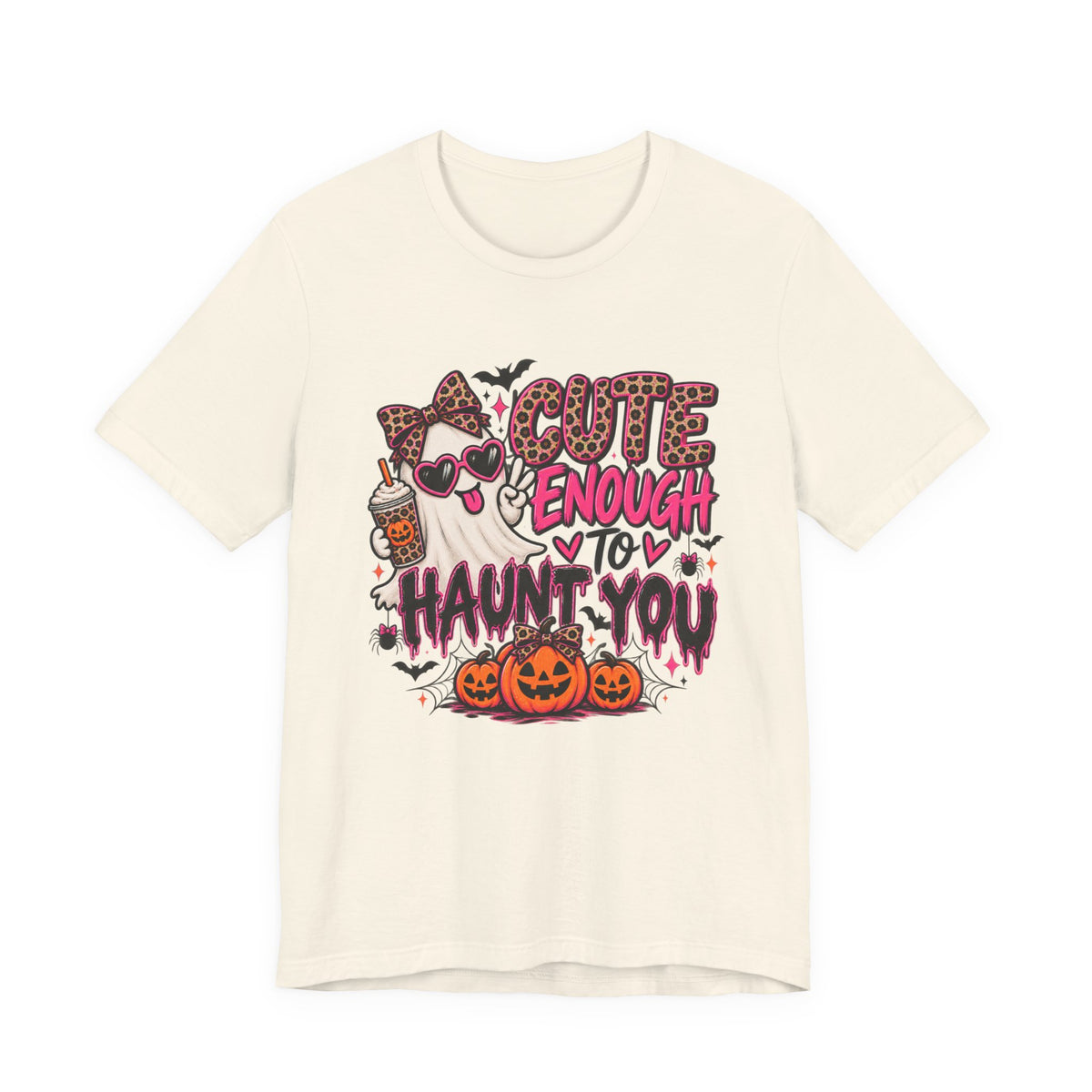 Cute Enough to Haunt You – Leopard Print Halloween Graphic Tee