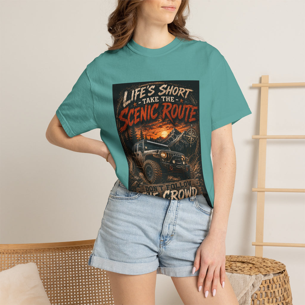 Off-Road Scenic Route T-Shirt — "Life’s Short, Take the Scenic Route" Adventure Tee