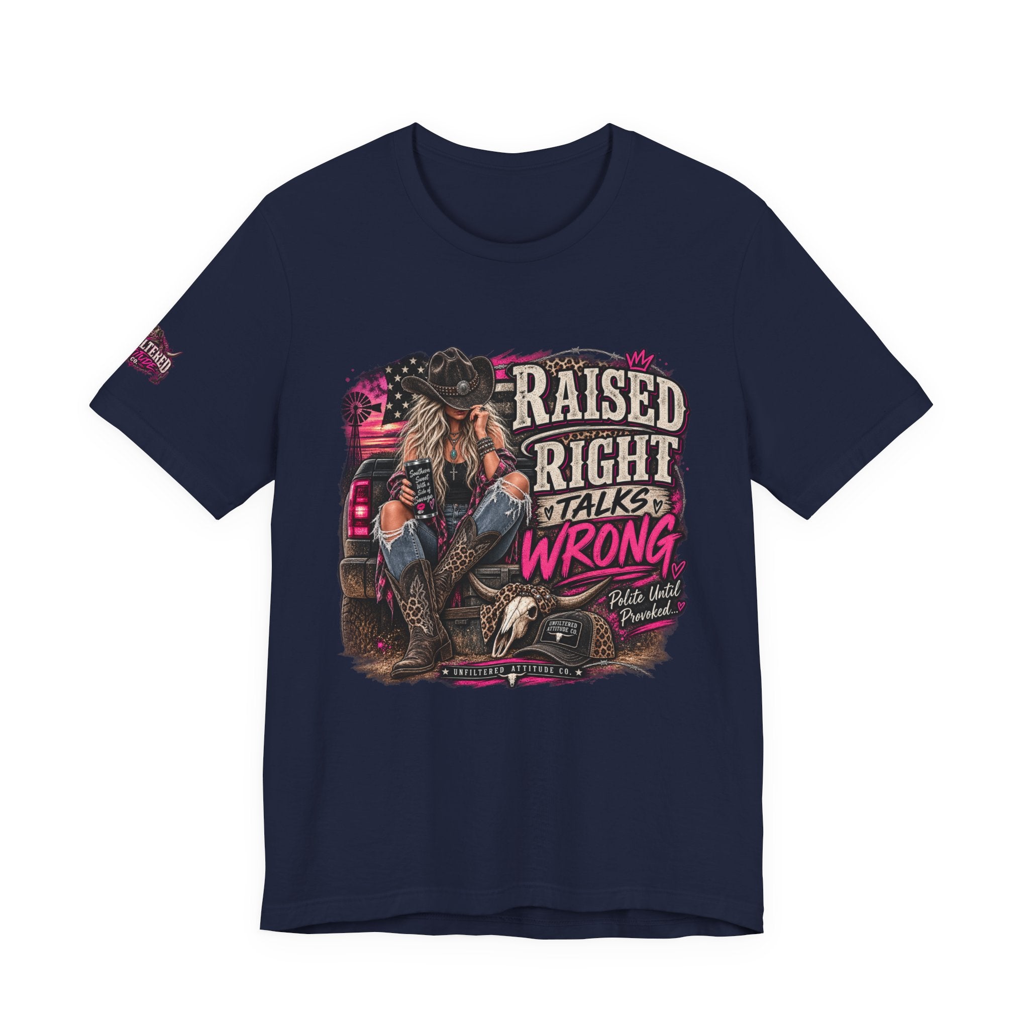 Raised Right Talks Wrong Graphic Tee — Country Cowgirl Western Shirt