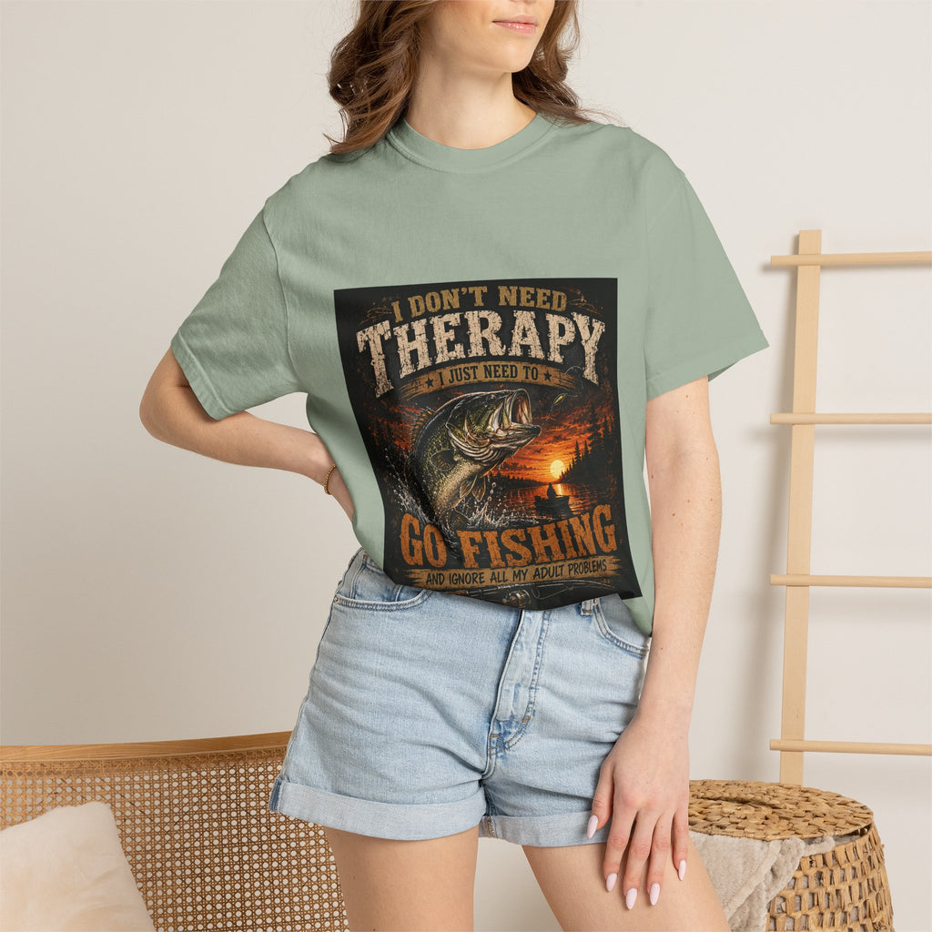 Fishing Therapy T-Shirt — “I Don’t Need Therapy, I Just Need To Go Fishing” Fishing Graphic Tee