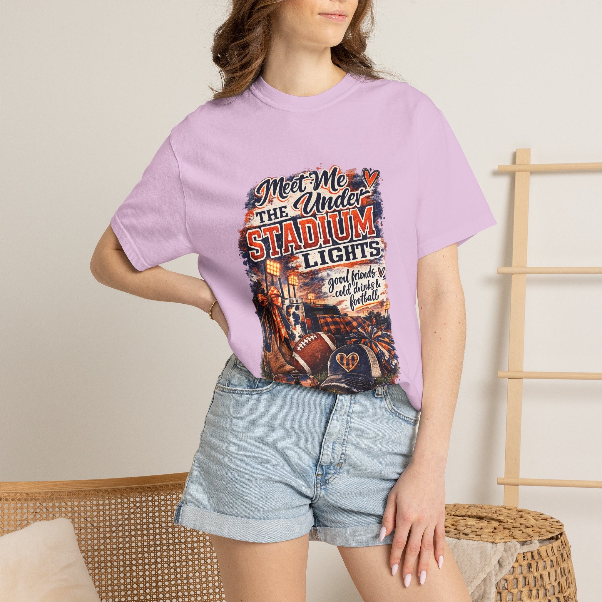 Stadium Lights Football Graphic T-Shirt — "Meet Me Under the Stadium Lights"
