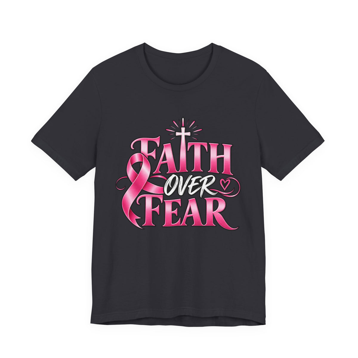 Faith Over Fear Breast Cancer Awareness Shirt – Pink Ribbon Graphic Tee