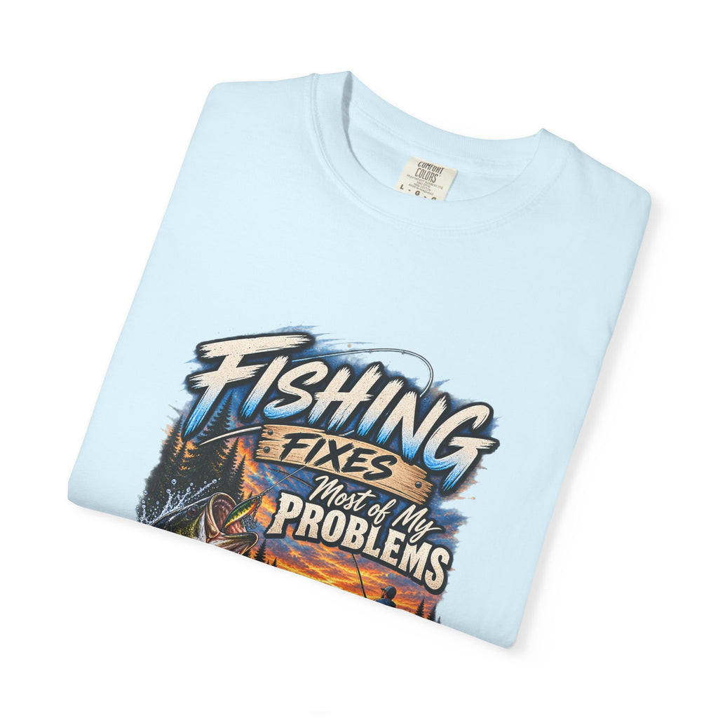 Fishing Fixes Most of My Problems T-Shirt — Bass Sunset Fishing Tee