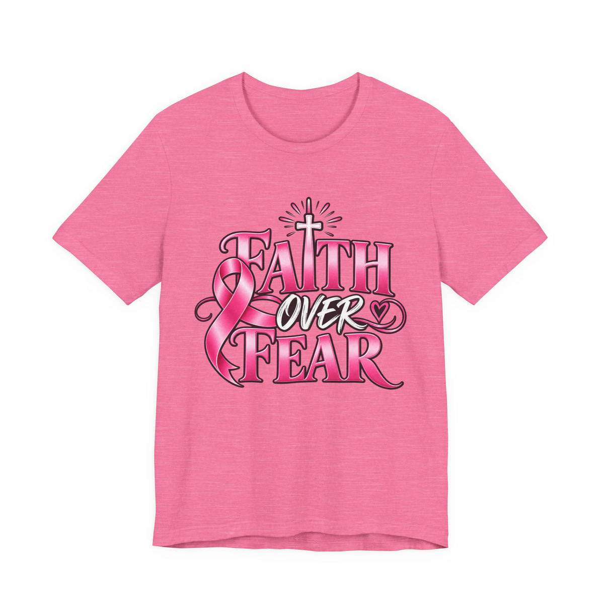 Faith Over Fear Breast Cancer Awareness Shirt – Pink Ribbon Graphic Tee