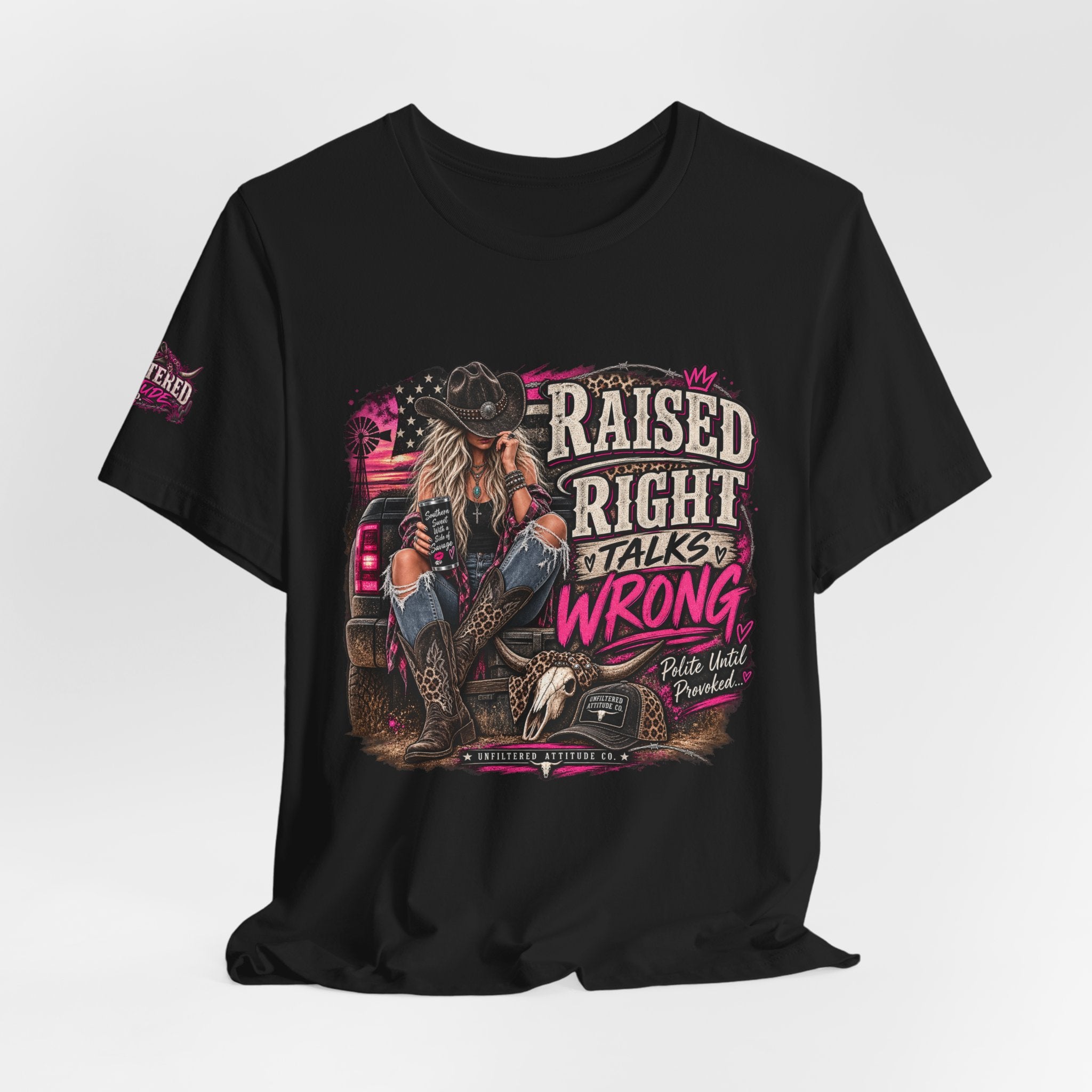 Raised Right Talks Wrong Graphic Tee — Country Cowgirl Western Shirt