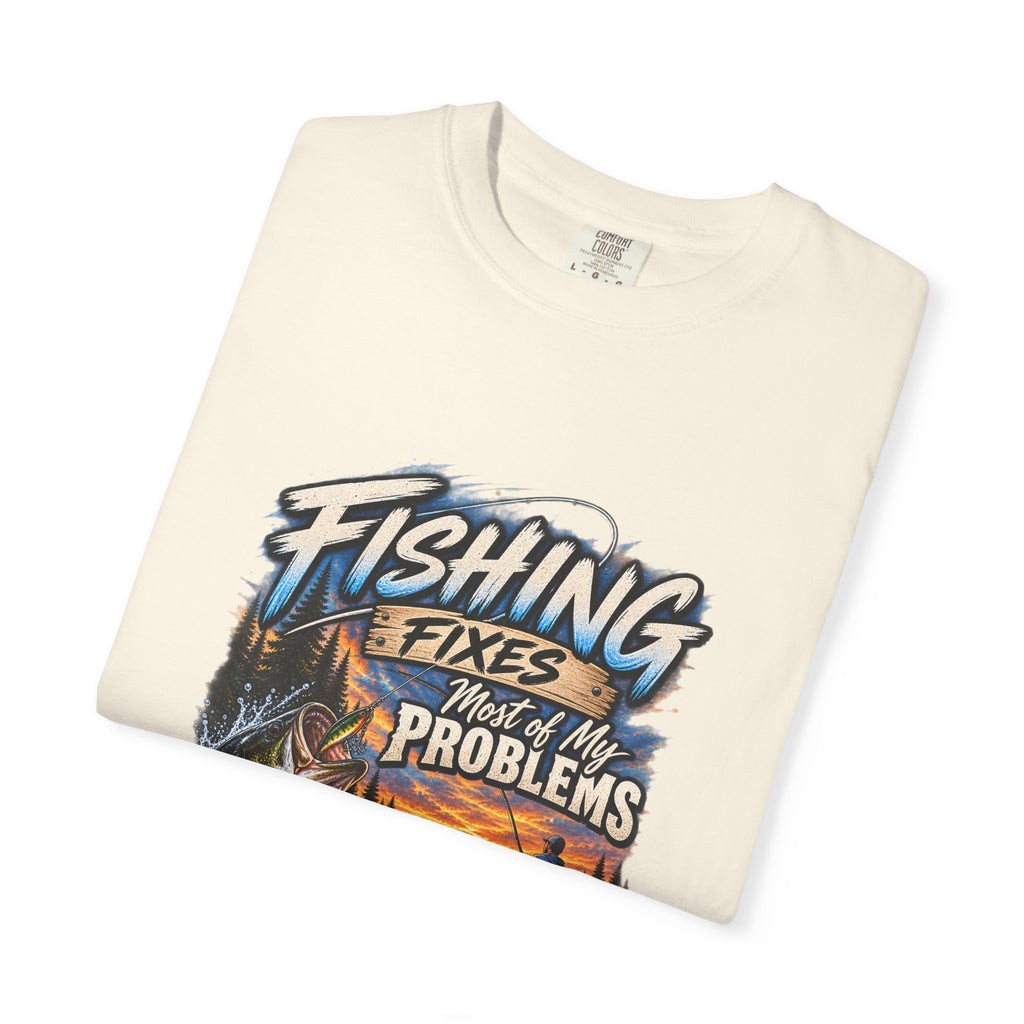 Fishing Fixes Most of My Problems T-Shirt — Bass Sunset Fishing Tee