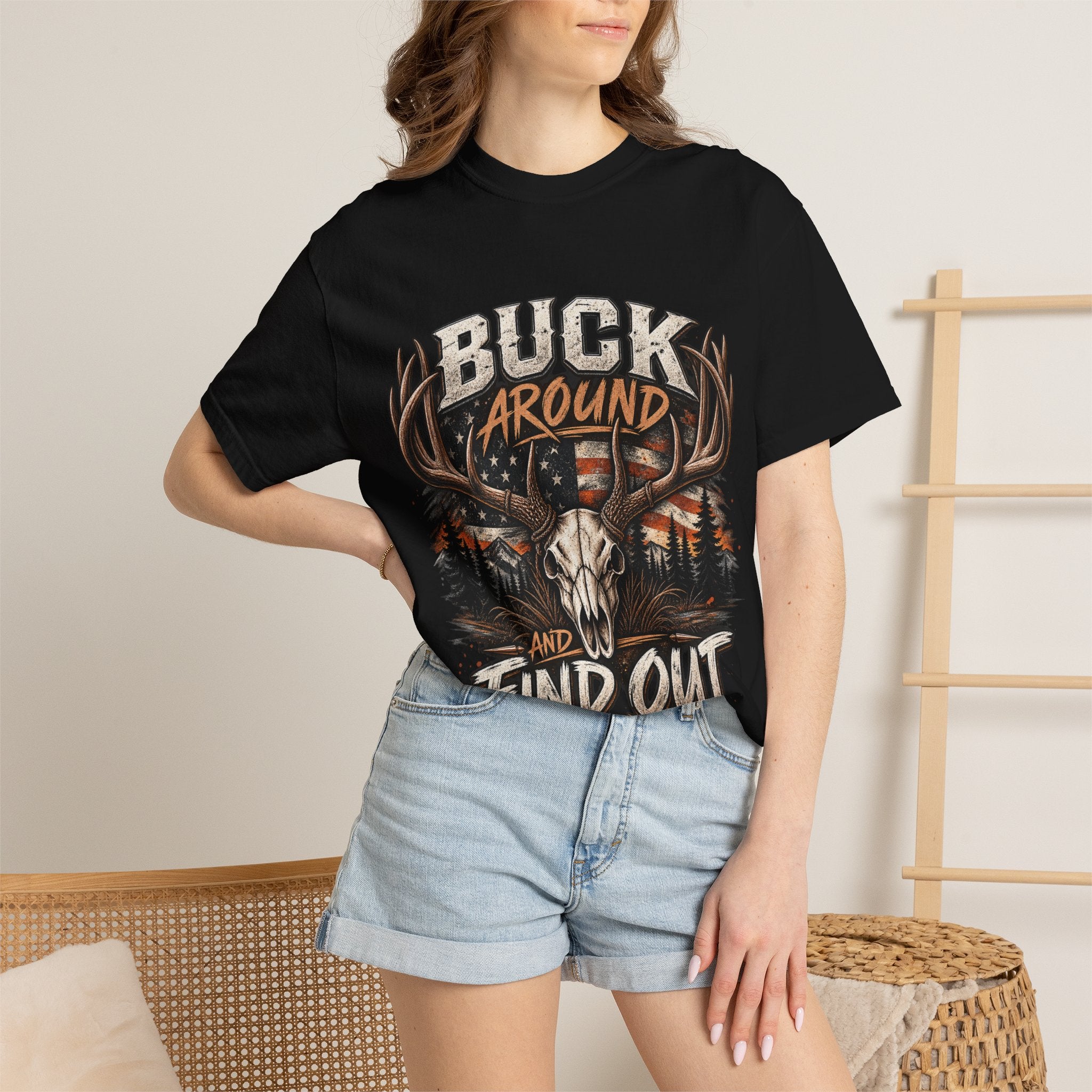 Buck Around And Find Out T-Shirt — Vintage Deer Skull Hunting Tee