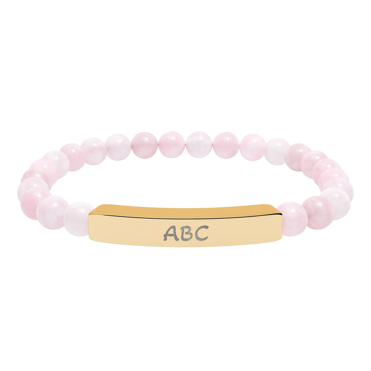 Personalized Natural Stone Beaded Bracelet with Engraved Bar