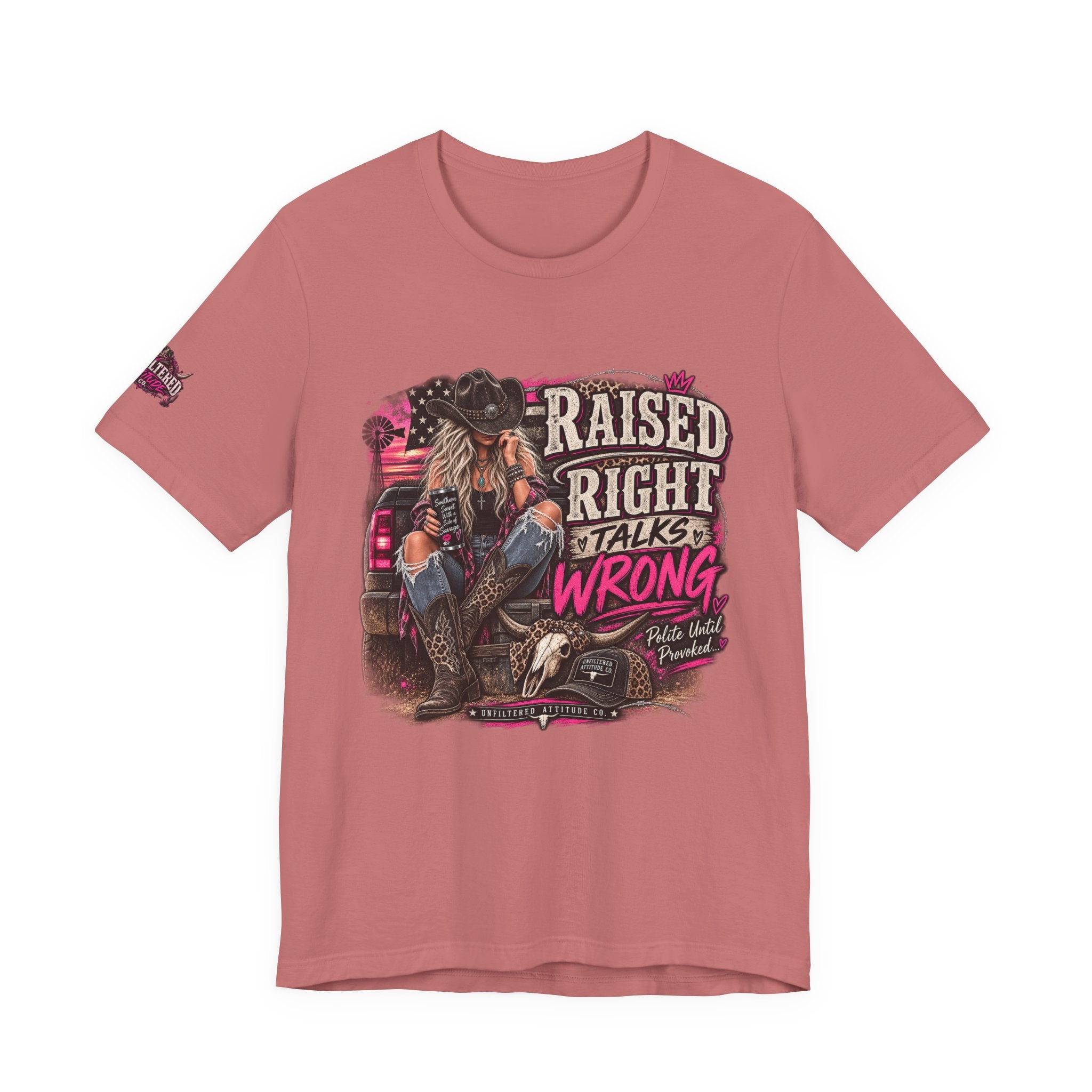 Raised Right Talks Wrong Graphic Tee — Country Cowgirl Western Shirt