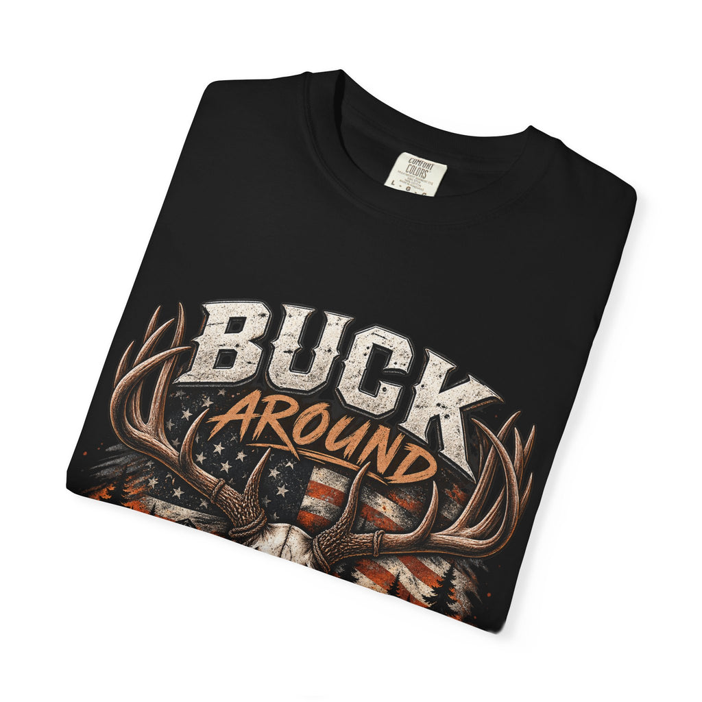 Buck Around And Find Out T-Shirt — Vintage Deer Skull Hunting Tee