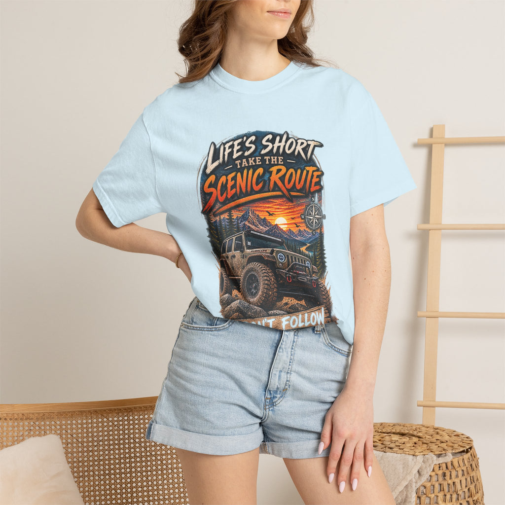 Scenic Route Off-Road T-Shirt — "Life's Short, Take the Scenic Route" Jeep Adventure Tee
