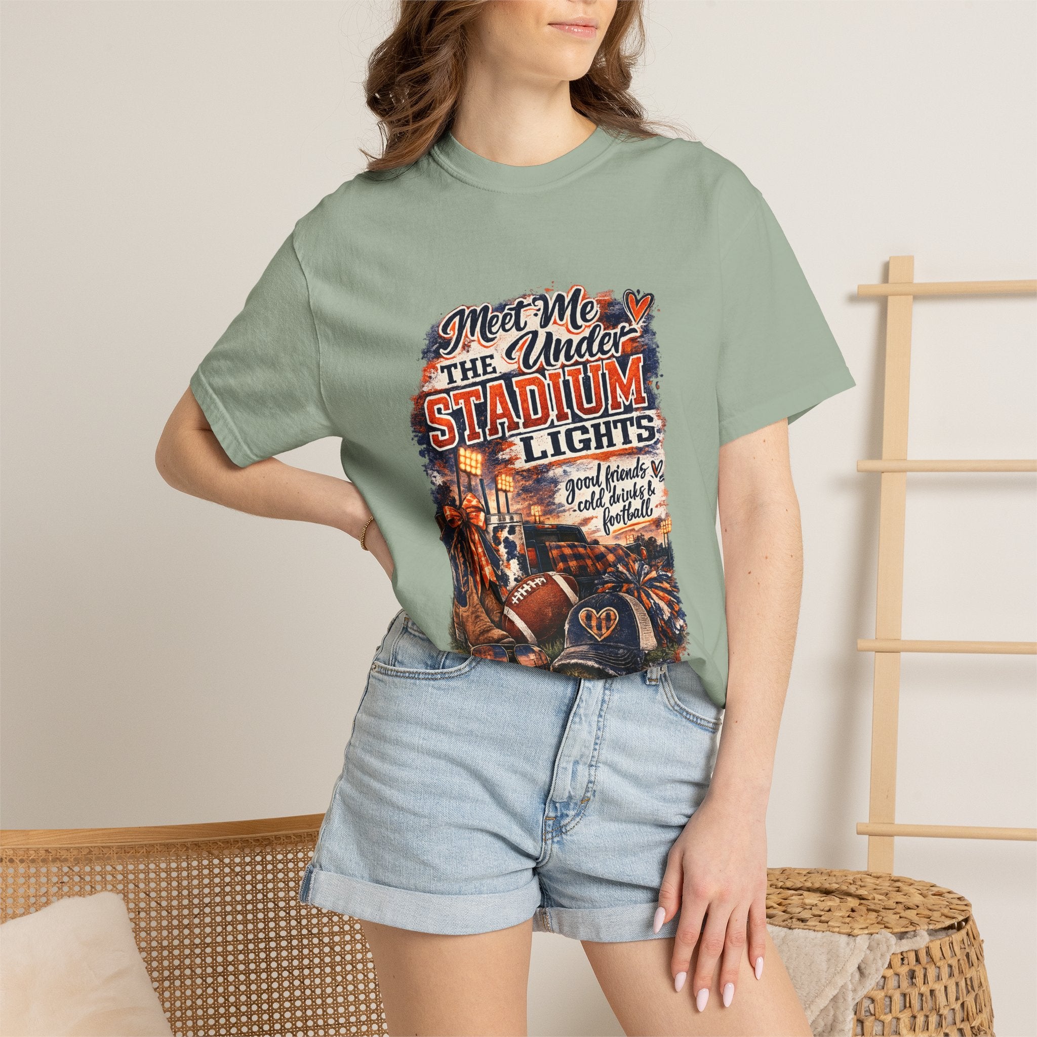 Stadium Lights Football Graphic T-Shirt — "Meet Me Under the Stadium Lights"