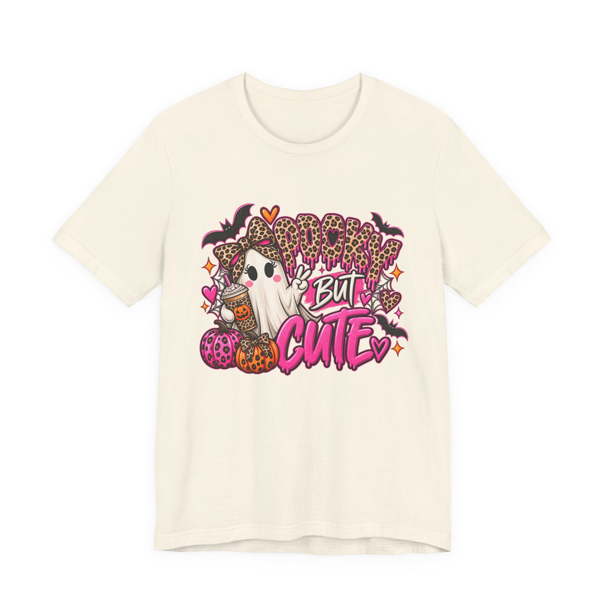Spooky But Cute – Leopard Print Ghost Halloween Graphic Tee