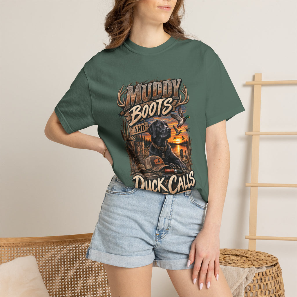 Duck Hunting T-Shirt — "Muddy Boots and Duck Calls" Graphic Tee for Hunters