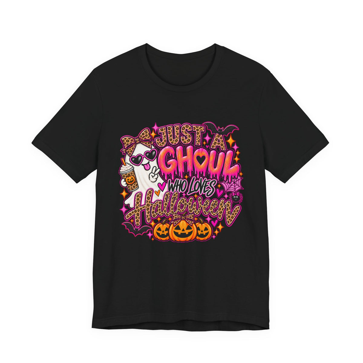 Just a Ghoul Who Loves Halloween – Leopard Print Halloween Graphic Tee