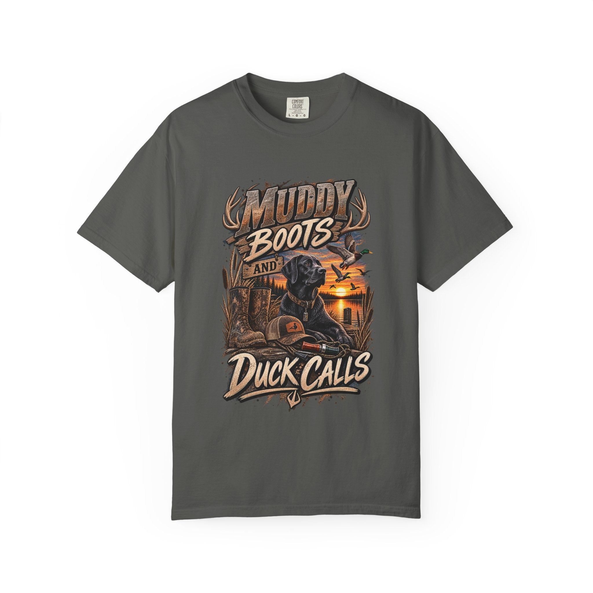 Duck Hunting T-Shirt — "Muddy Boots and Duck Calls" Graphic Tee for Hunters